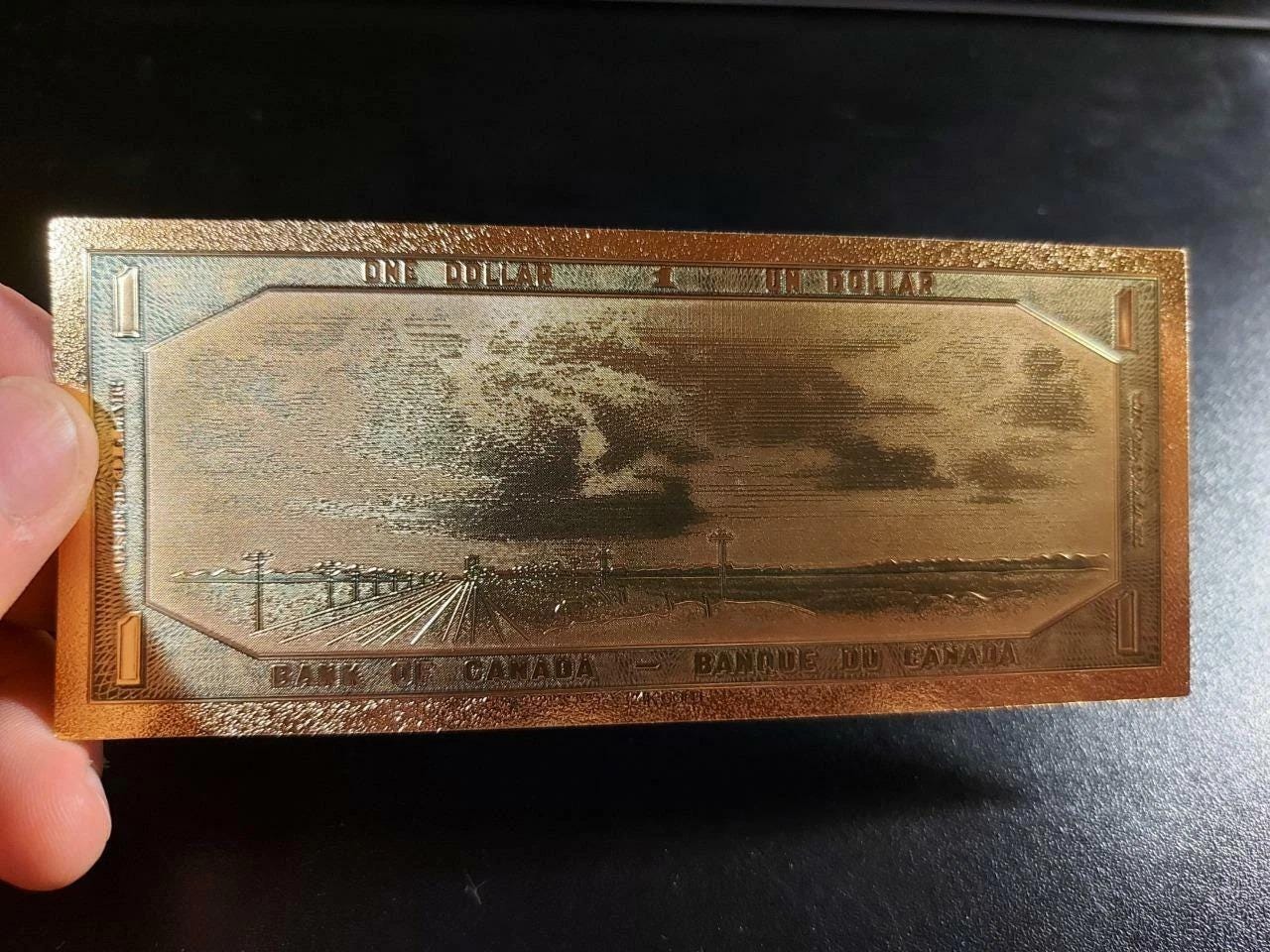 1954 Canada 1 Dollar .9999 GOLD FOIL FANTASY Note with Certificate of Authenticity