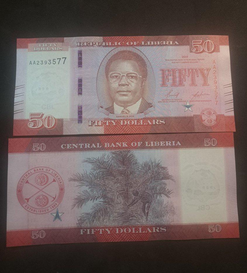 REPUBLIC Of LIBERIA; 50 Dollars; B-318a, UUNCIRCULATED, 2022; New Design, Oil Palm Tree