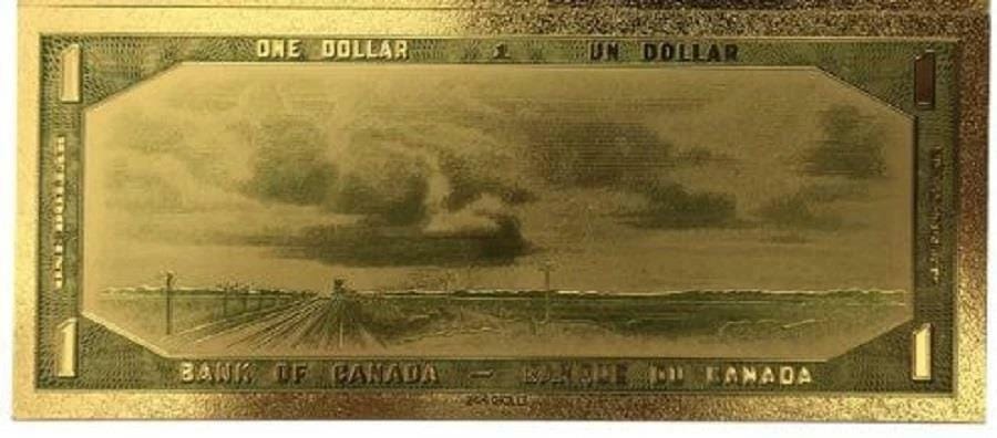 1954 Canada 1 Dollar .9999 GOLD FOIL FANTASY Note with Certificate of Authenticity