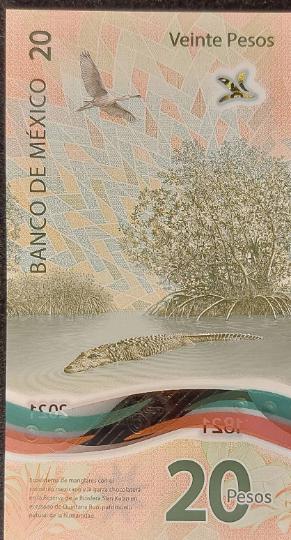 MEXICO 20 Pesos Banknote, B-721b; UNCIRCULATED from 2021, Polymer