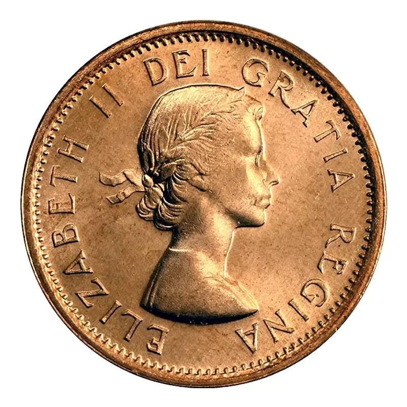 1963 Canadian Penny ~ CHOICE UNCIRCULATED One Cent Coin; Queen Elizabeth II; Copper Penny; High grade coins!