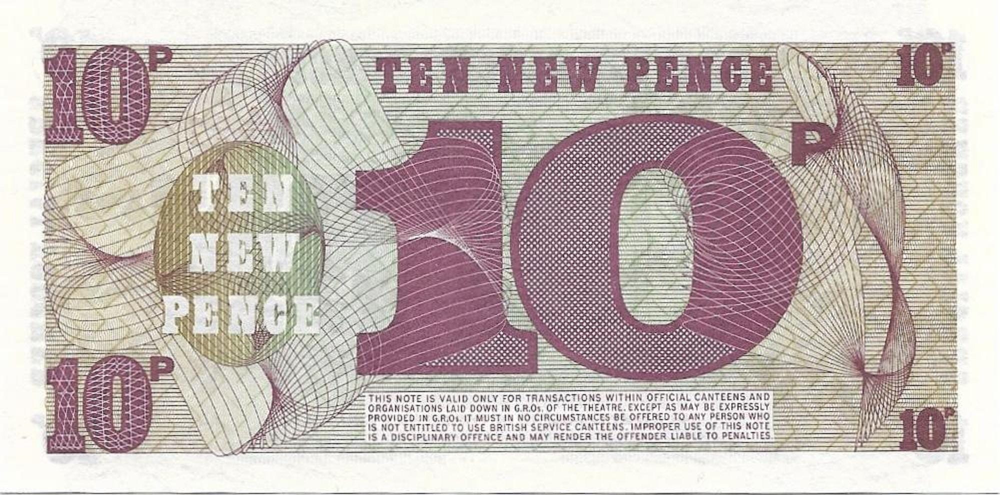 BRITISH Armed Forces MILITARY Certificate; 10 Pence PM-48; Uncirculated, 1972