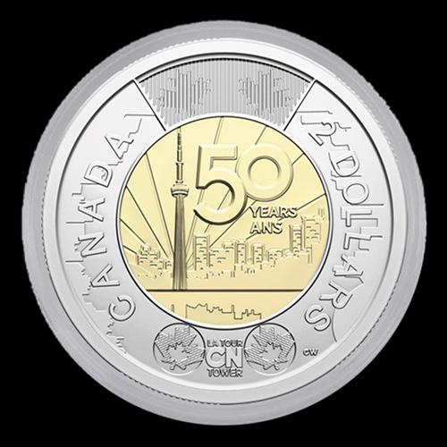 2026 CANADA Twonie, Non-Colorized, from Special Wrap roll, BU, 50th Anniversary CN Tower
