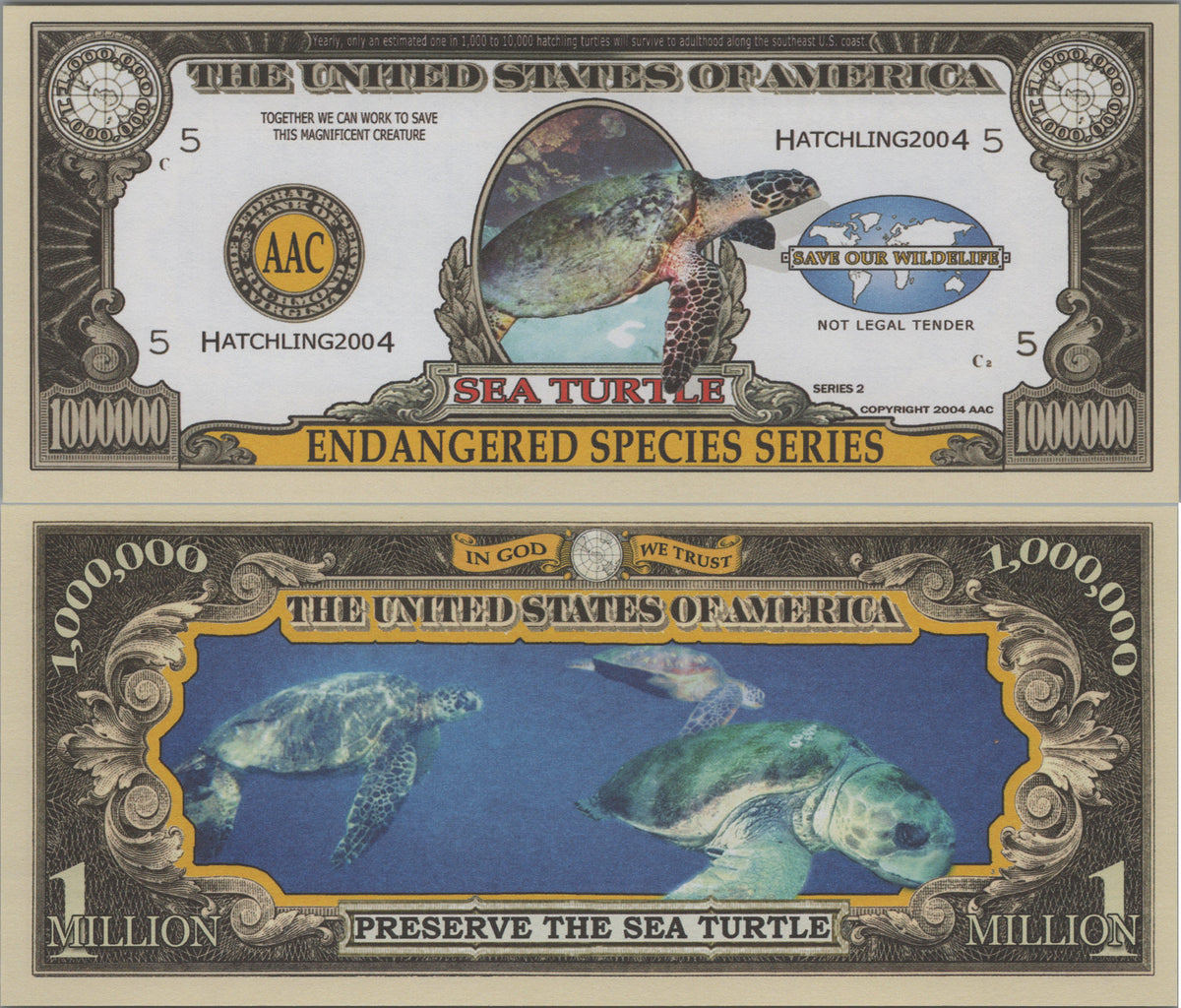 Sea Turtle, Fantasy Million Note, Endangered Species Series
