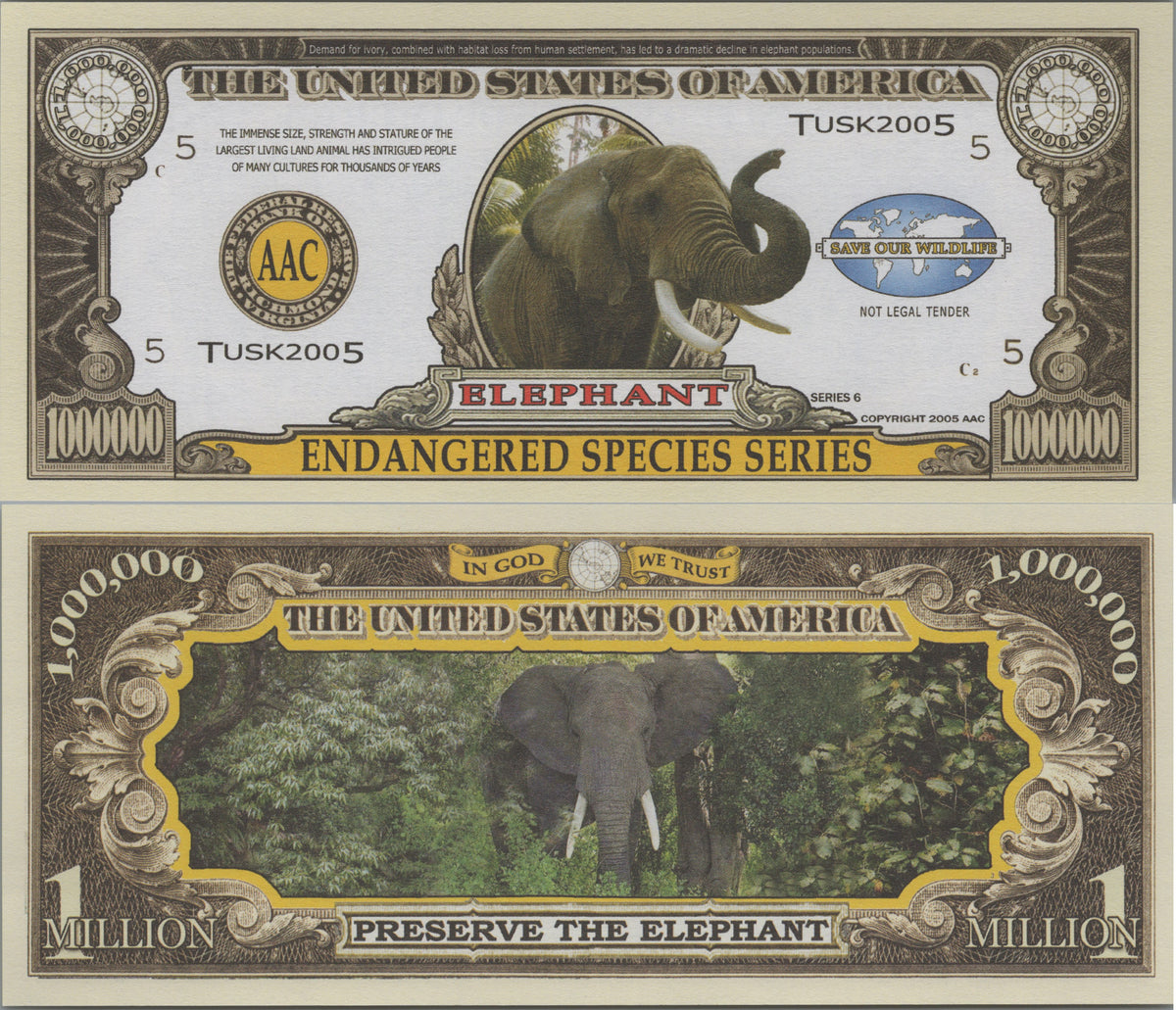 Elephant, Fantasy Million Note, Endangered Species Series