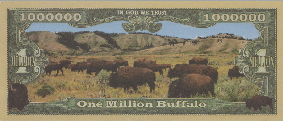 Yellowstone National Park, Fantasy Million Note; features Old Faithful and Bison