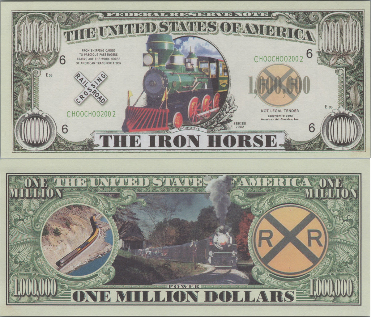 The Iron Horse, Fantasy Million Note; features Steam Trains