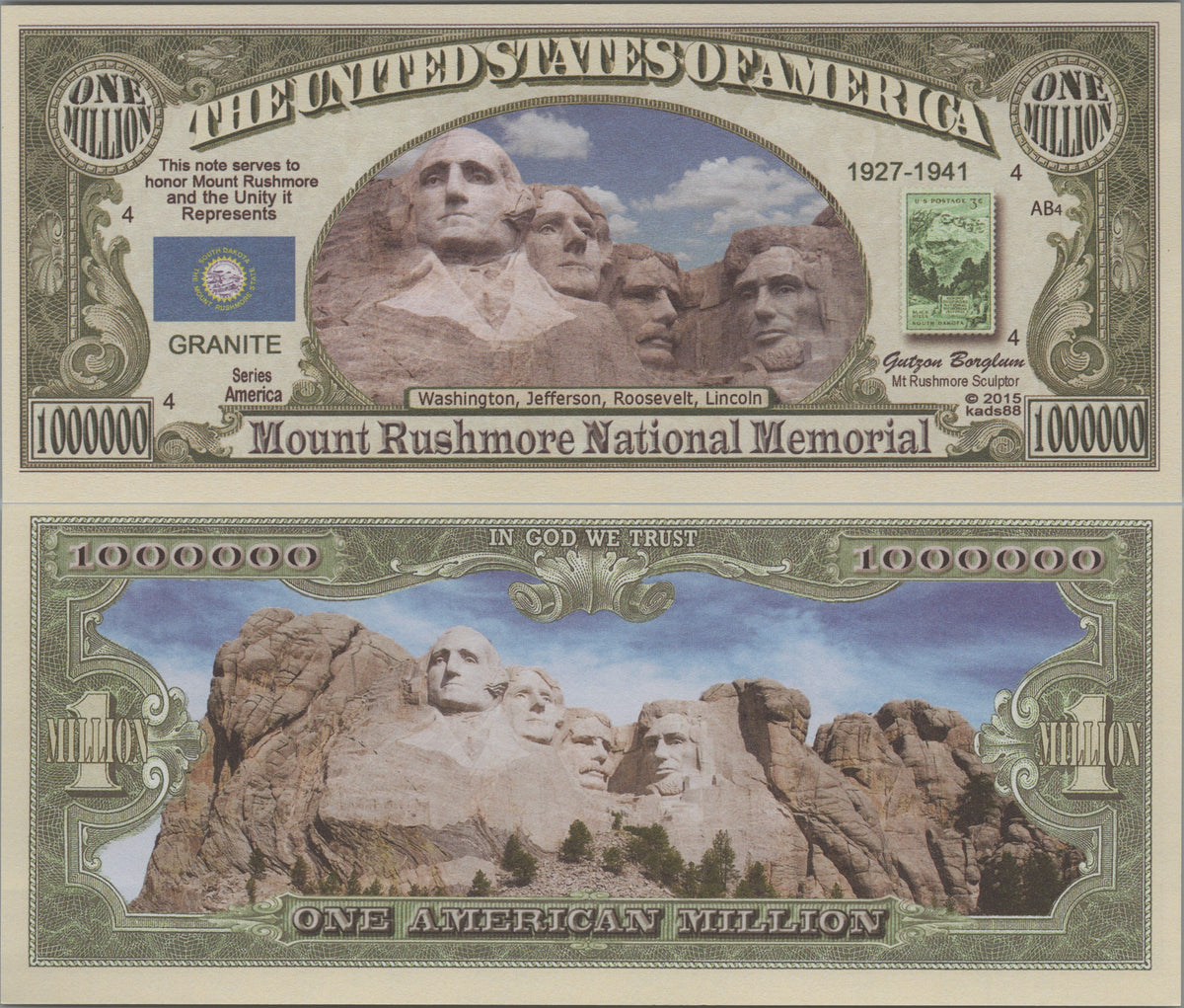 Mount Rushmore National Memorial Million, Fantasy Note, America Series