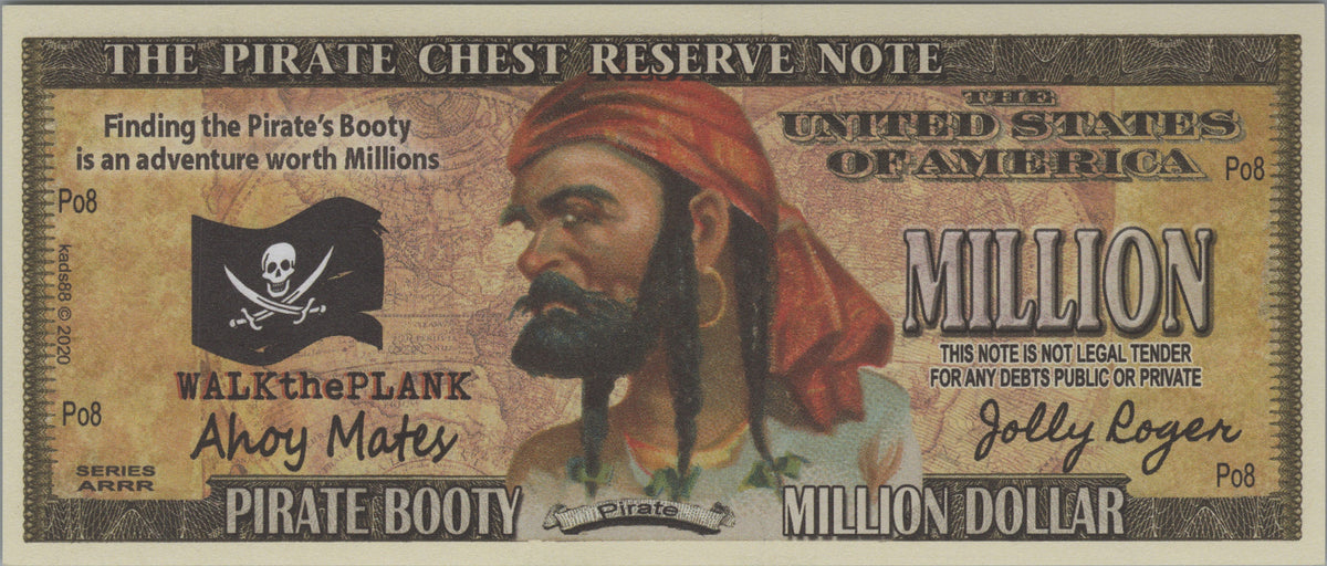 Pirate Booty Million, Fantasy Note; features Pirate and Sailing Ship