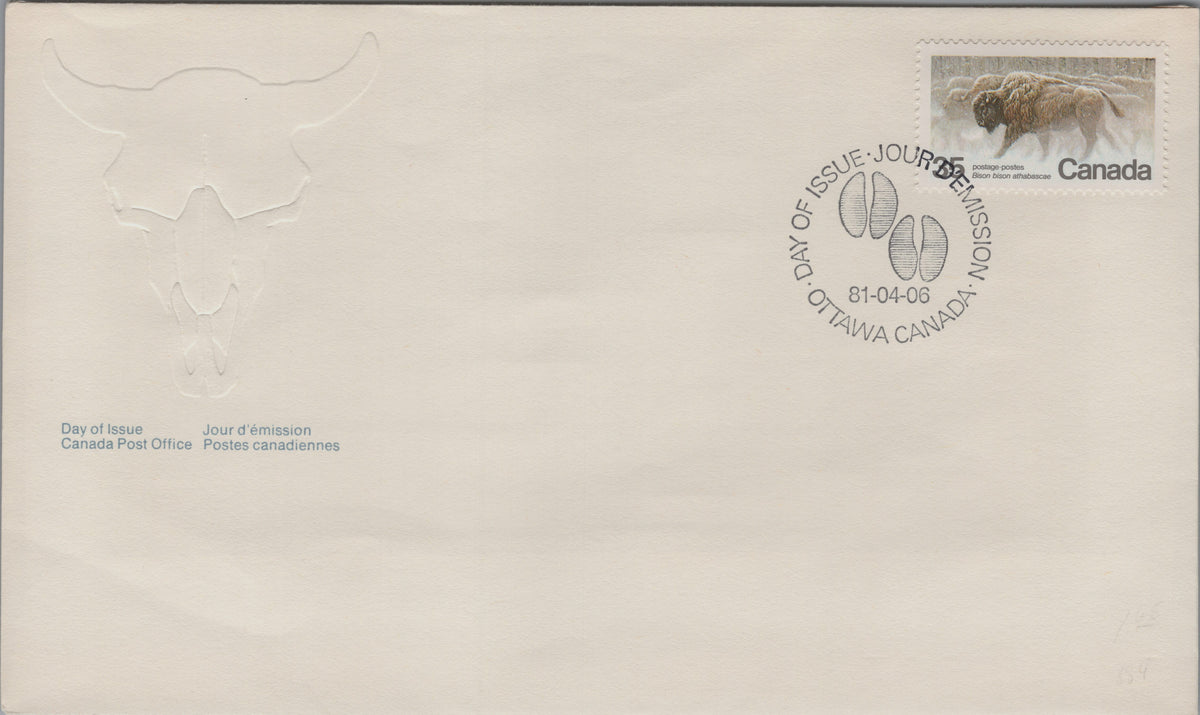 Canada 1981 Wood Bison First Day Cover, Scott 884, front