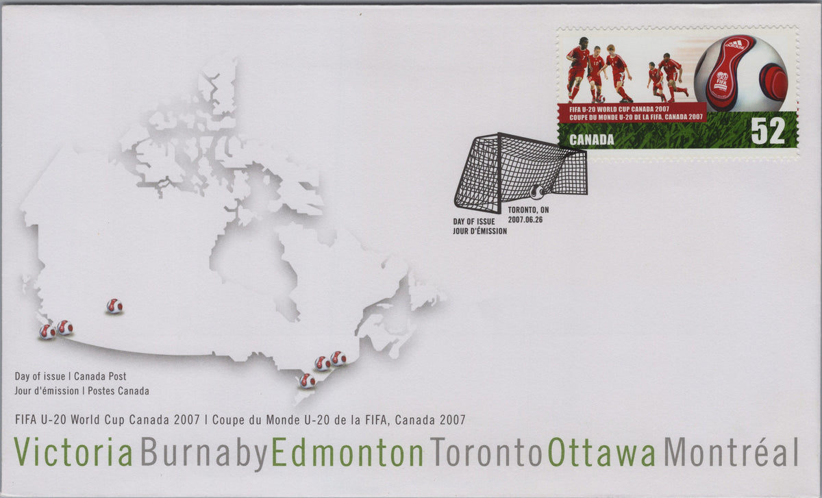 Canada 2007 FIFA U-20 World Cup First Day Cover, Scott 2220, front