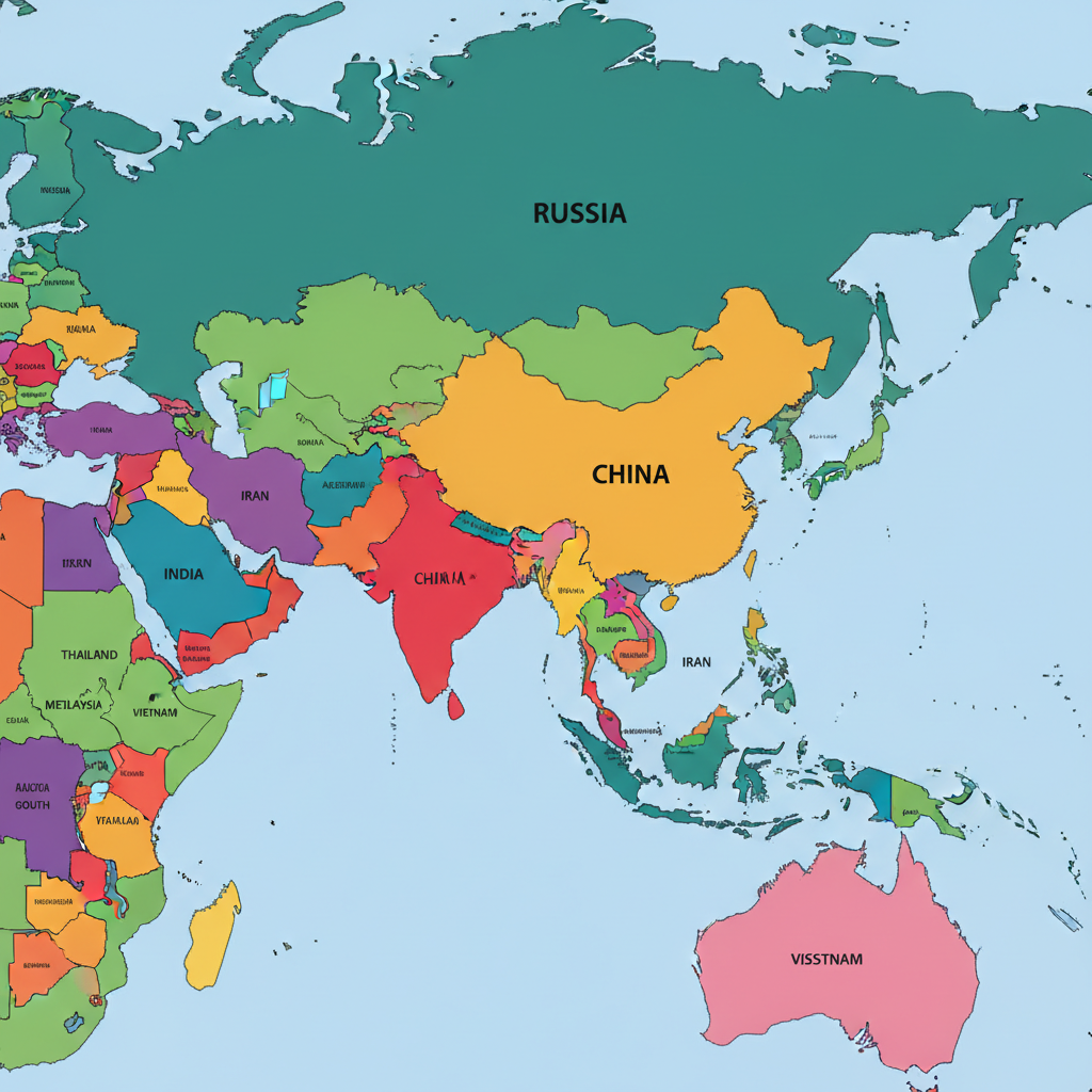 Asia map, Featured Continent