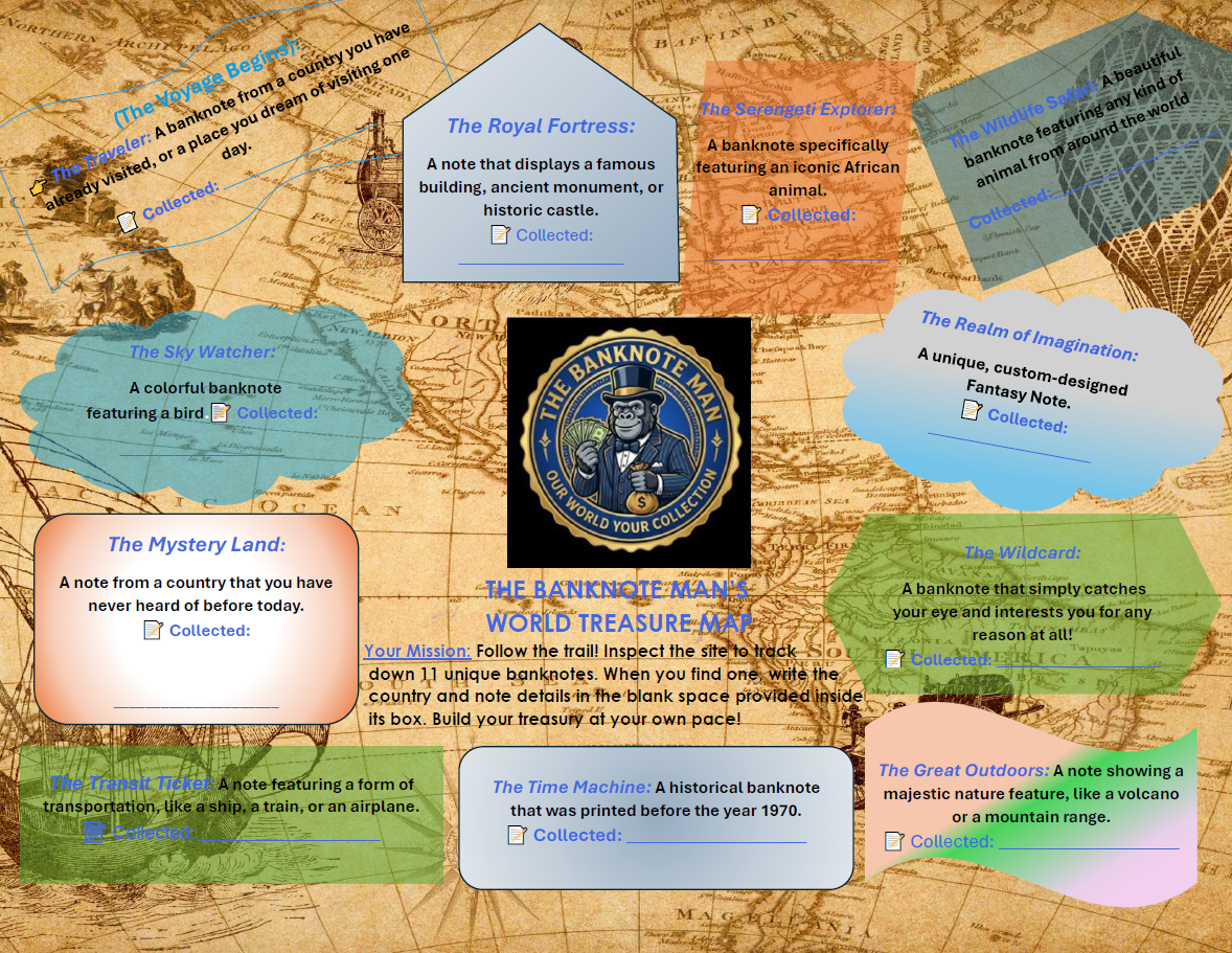 THE BANKNOTE MAN'S WORLD TREASURE MAP