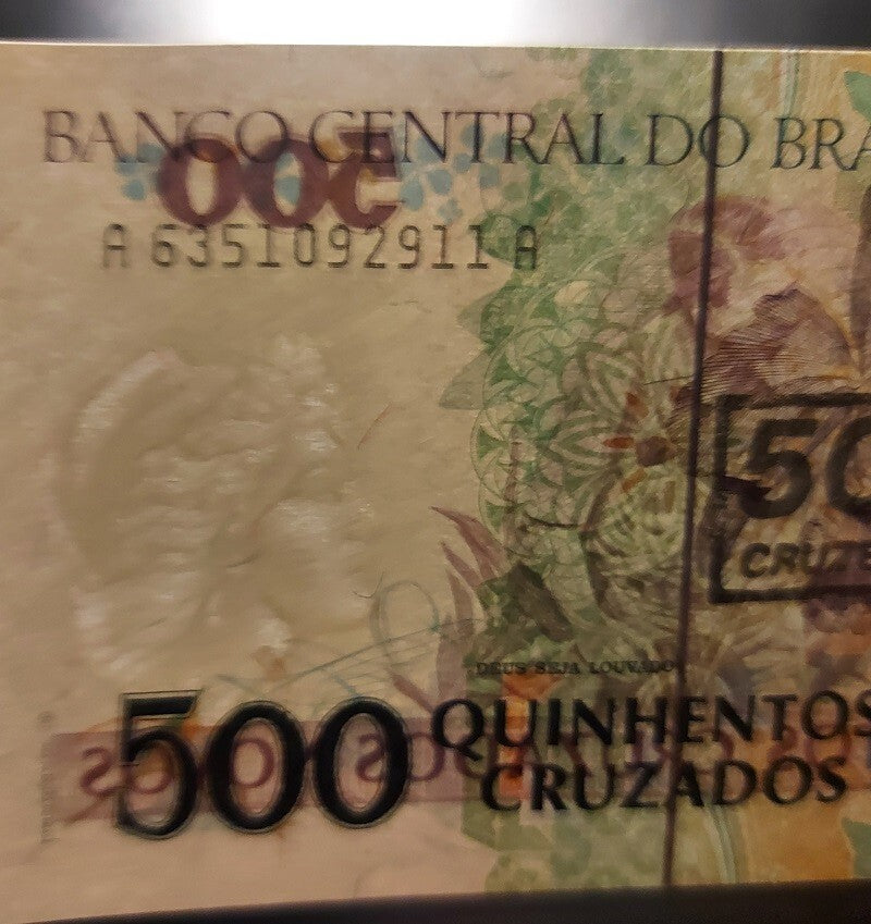 Brazil 500 Cruzeiros, P - 226b, UNCIRCULATED; features Swalow Tailed Hummingbird