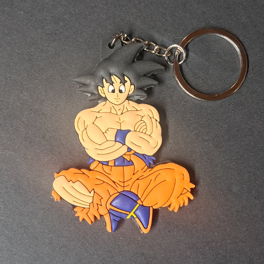GOKU SITTING from Dragon Ball Z Key Chain; Dual Sided, PVC Figurine Chain