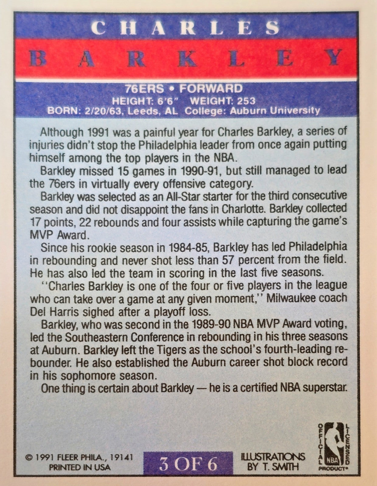 1991-92 Fleer - Pro-Visions #3 Charles Barkley NM - Philadelphia 76ers