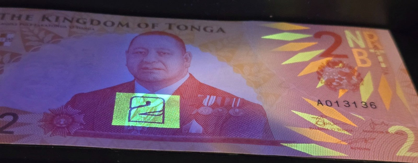 Tonga 2 Paanga Banknote, B-225a, UNCIRCULATED from 2023; features Leaping Whale