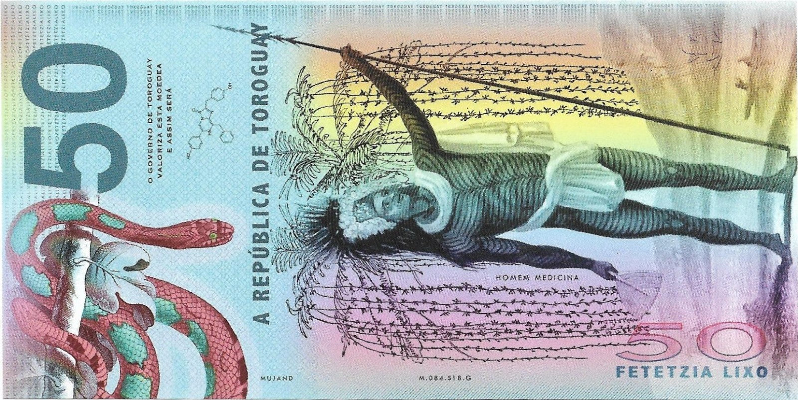 2018 Toroguay 50 Lixo 🌎 POLYMER; Limited Private Issue; UNC 🌎 SNAKE GODDESS