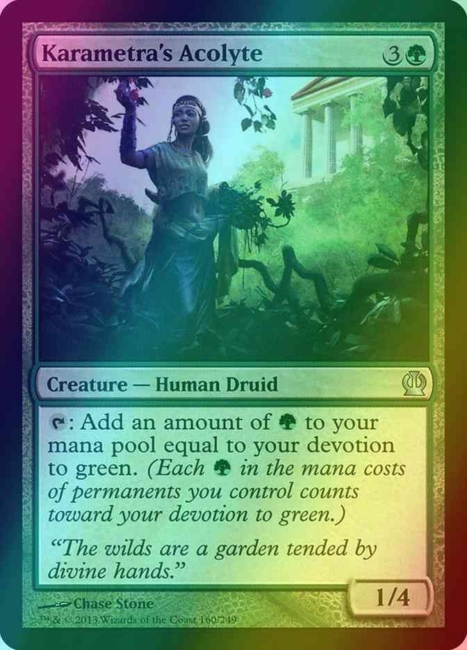 Karametra's Acolyte FOIL #160 (LP-NM) U from Theros MTG 2013