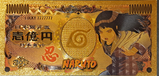 HINATA HYUGA - Japanese Anime; .9999 GOLD Billion Yen; With display holder