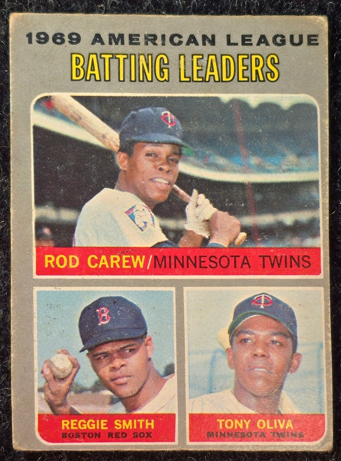 1970 Topps Baseball #62 AL Batting Leaders (#1) - Carew, Smith, Olivia