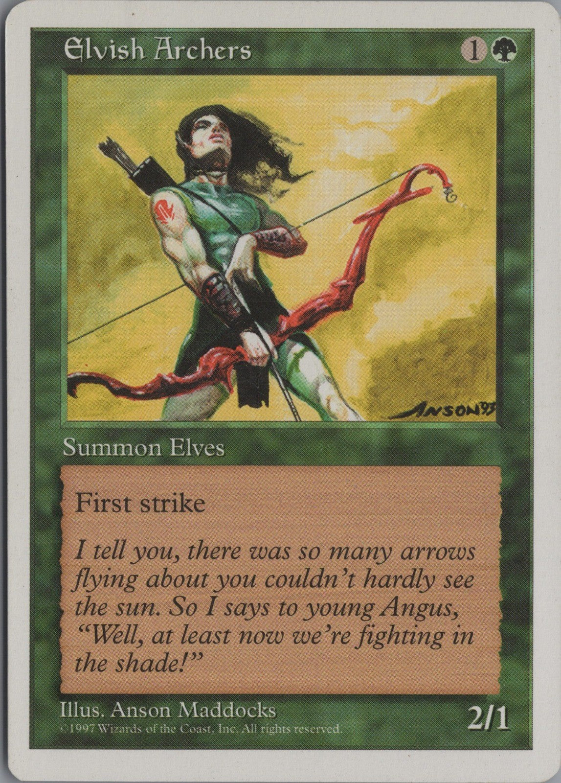 Elvish Arhers #292 (LP) Rare from Fifth Edition MTG 1997