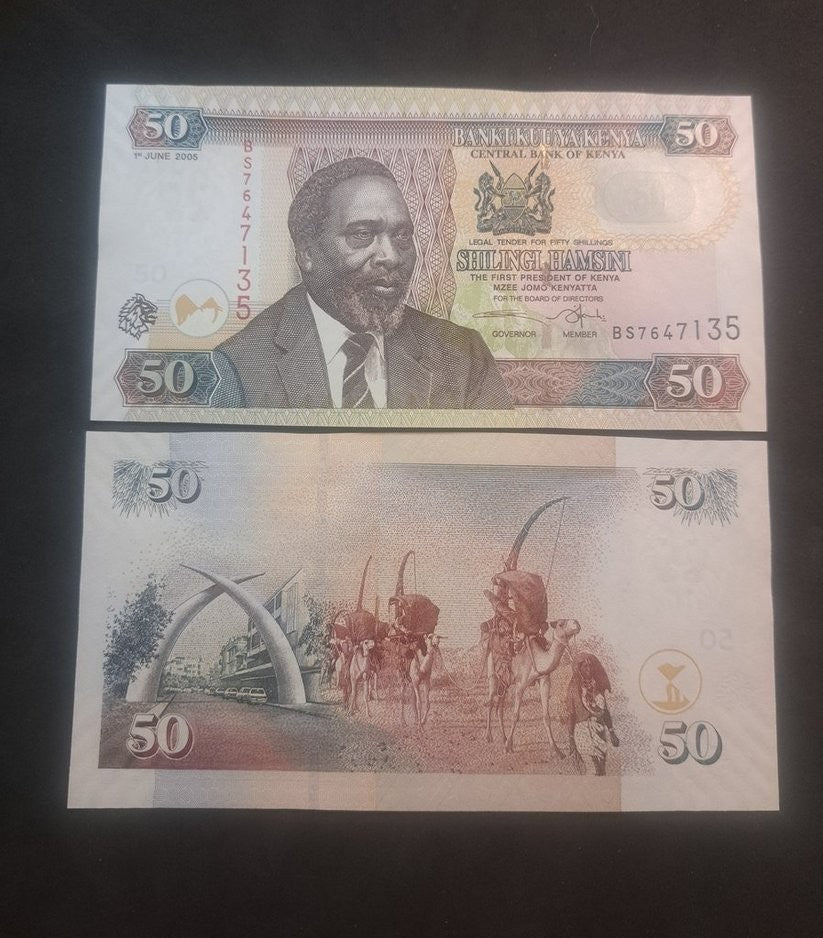 KENYA 50 Shillings; P-47a; UNCIRCULATED from 2005; featuring Camel Caravan