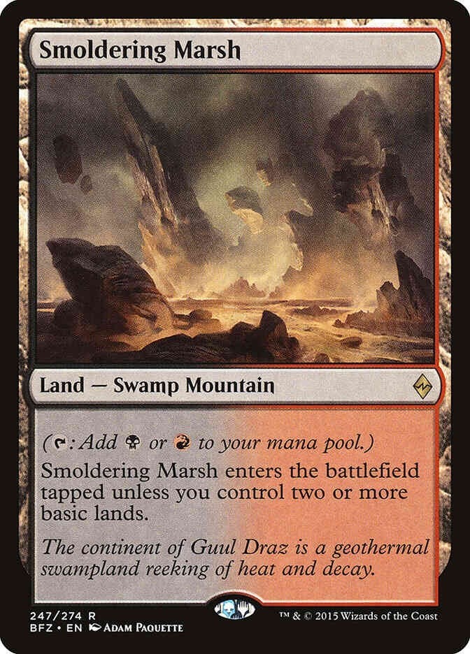 Smoldering Marsh (LP-NM) ~ Rare from Battle for Zendikar #247 MTG