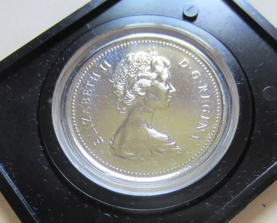 1975 Canada CASED Nickel Dollar, Voyageur Dollar, Features Queen Elizabeth II