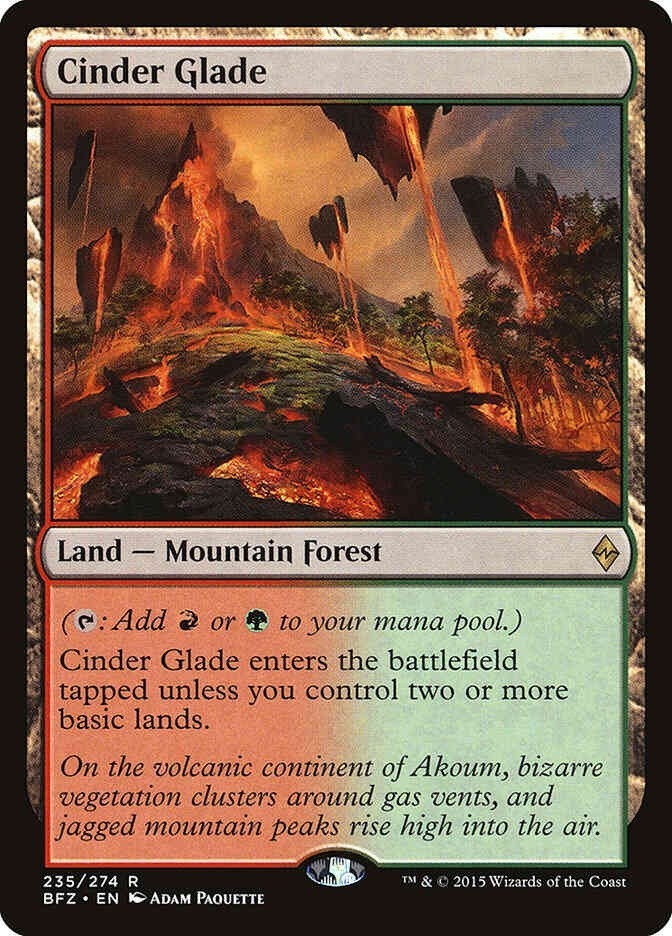 Cinder Glade (LP-NM) ~ Rare from Battle for Zendikar #235 MTG