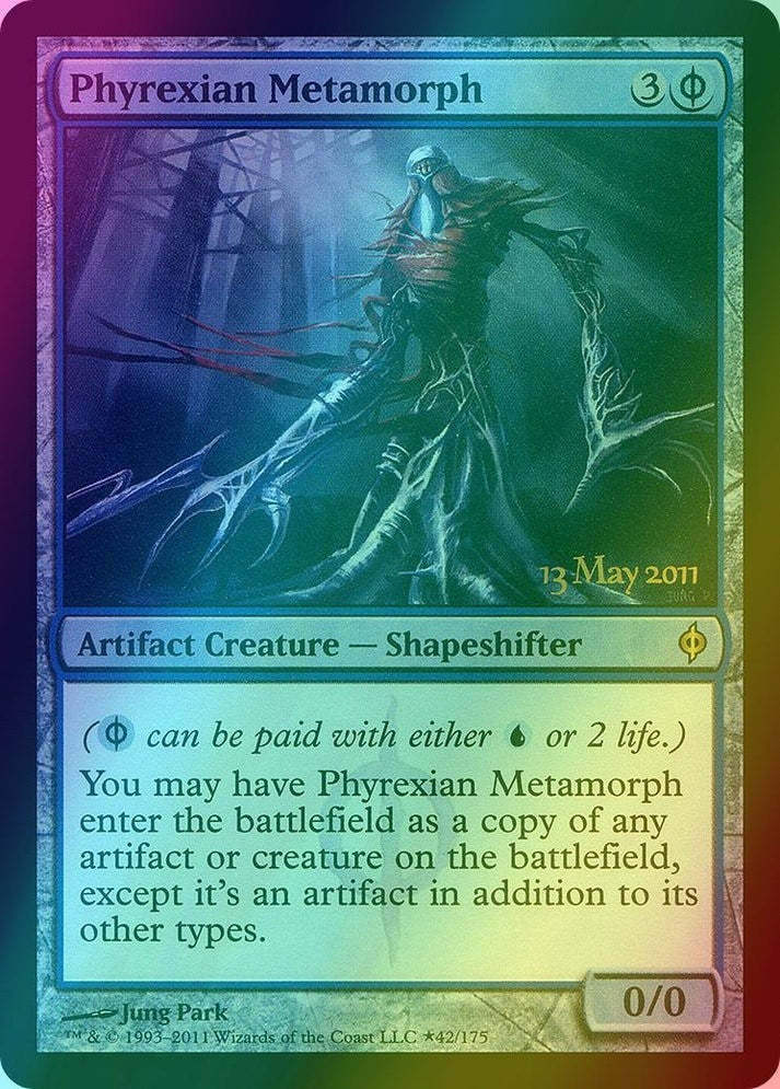 Phyrexian Metamorph (LP-NM) ~ Pre-release FOIL from New Phyrexia #*42 MTG