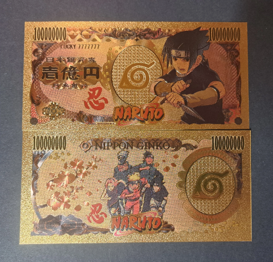 SASUKE UCHIHA - Japanese Anime; .9999 GOLD Billion Yen; With display holder