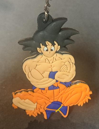 GOKU SITTING from Dragon Ball Z Key Chain; Dual Sided, PVC Figurine Chain