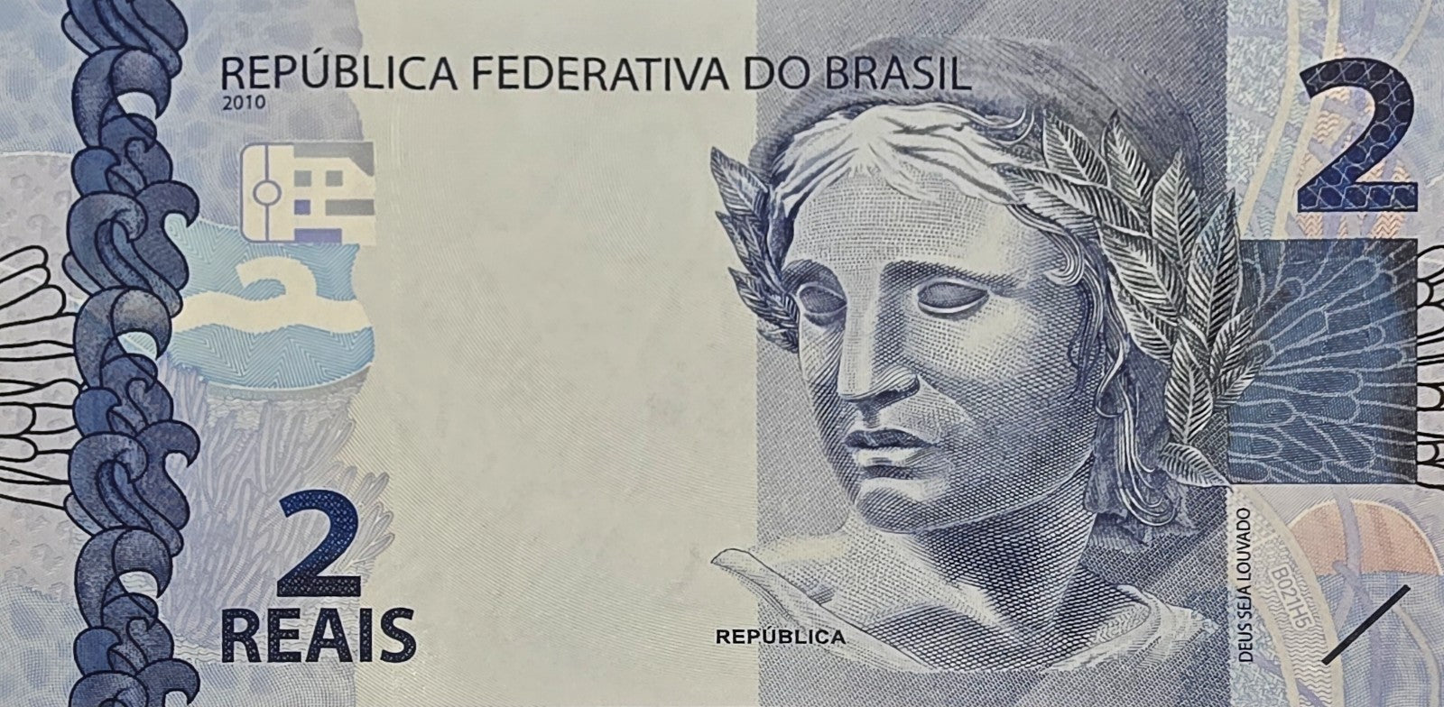 Brazil 2 Reais, B-874h, UNCIRCULATED, 2020, features a Turtle and as a watermark