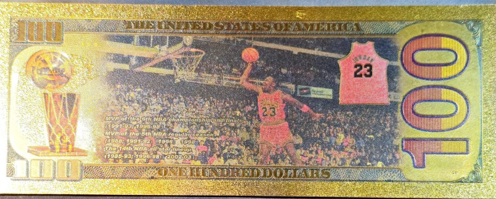 Michael Jordan ~ The "GOAT";  .9999 GOLD FOIL Note; Comes in a Collector holder