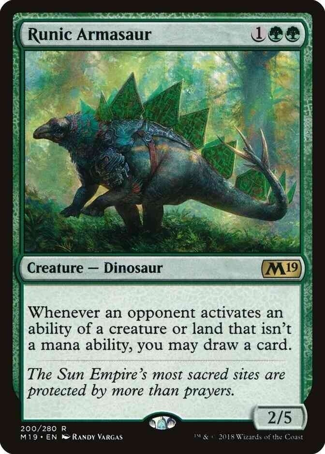 Runic Armasaur (LP-NM) ~ Rare from Core set 2019 #200 MTG