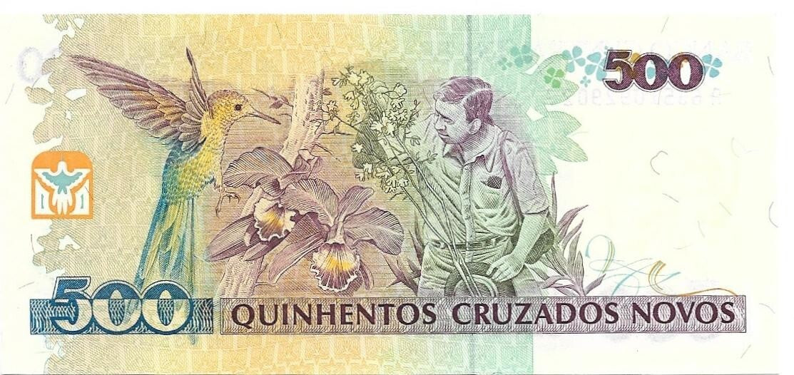 Brazil 500 Cruzeiros, P - 226b, UNCIRCULATED; features Swalow Tailed Hummingbird