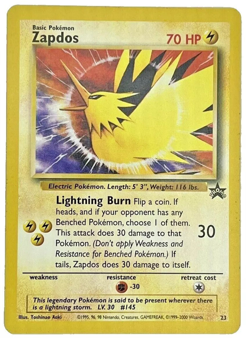 ZAPDOS (LP-NM) Pokemon Black Star Promo #23, Toshinao Aoki ERROR