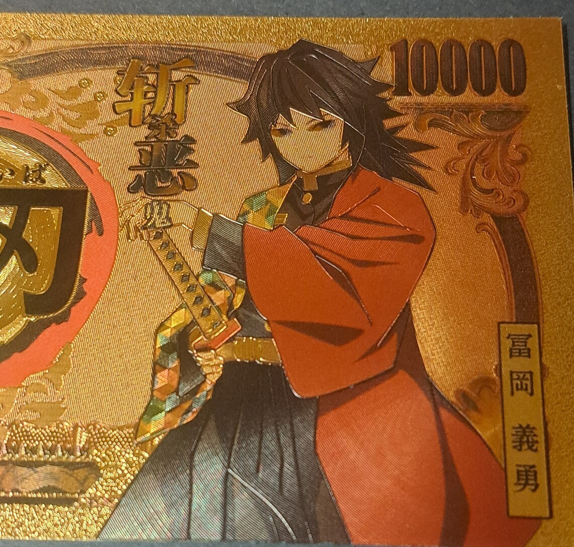 GIYU TOMIOKA from Demon Slayer; .9999 GOLD 10000 Yen Note; Beautiful