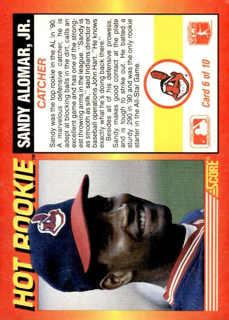 1991 Score - Hot Rookies #6 Sandy Alomar, Jr. NM Cleveland Indians