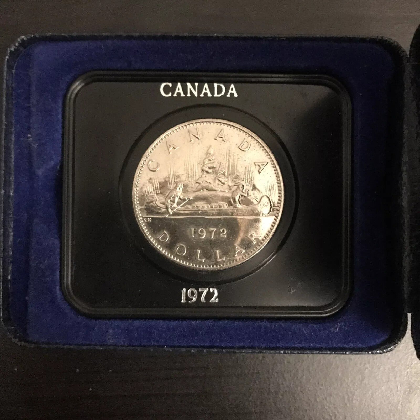 1972 Canada CASED Nickel Dollar, Voyageur Dollar, Features Queen Elizabeth II