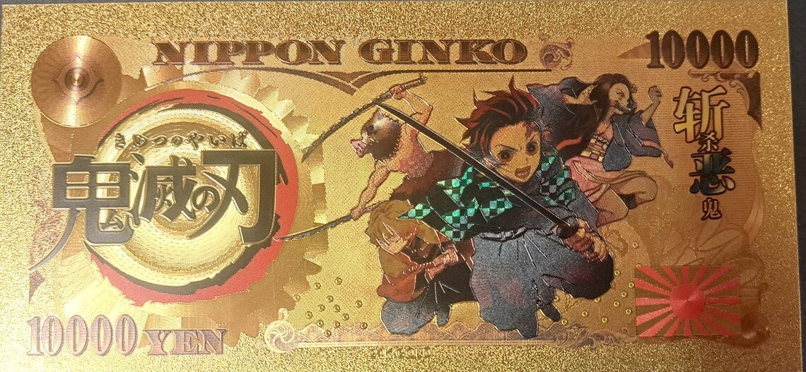 MITSURI KANROJI from Demon Slayer; .9999 GOLD 10000 Yen Note; Beautiful