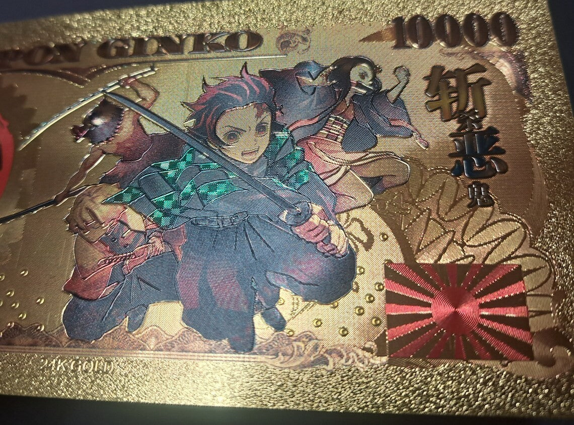 KYOJURO RENGOKU from Demon Slayer; .9999 GOLD 10000 Yen Note; Beautiful
