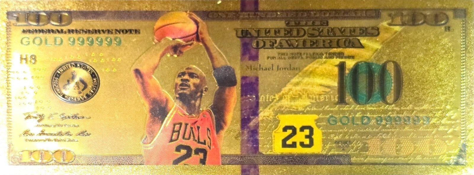 Michael Jordan ~ The "GOAT";  .9999 GOLD FOIL Note; Comes in a Collector holder
