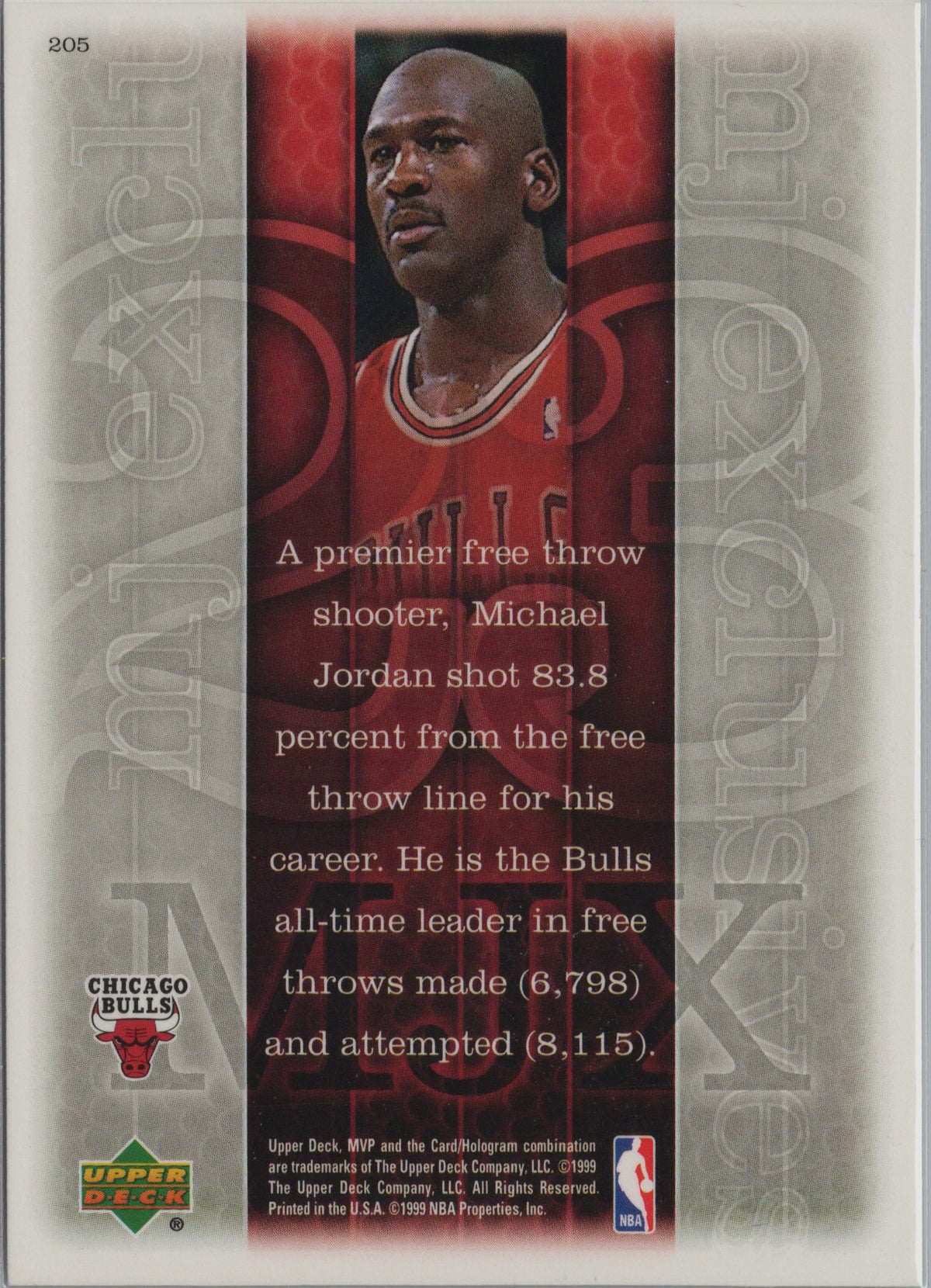 1999-00 Upper Deck MVP Michael Jordan #205 Chicago Bulls