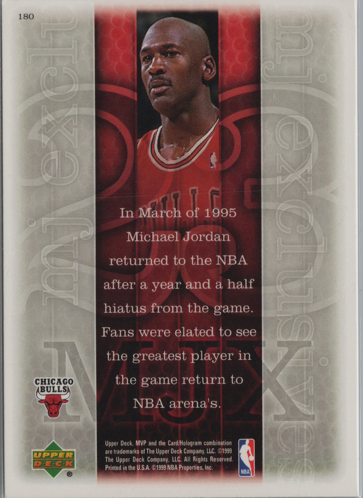 1999-00 Upper Deck MVP Michael Jordan #180 Chicago Bulls