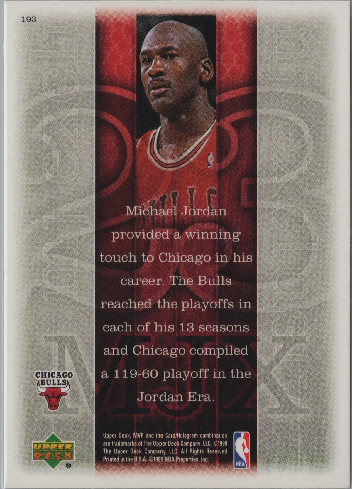 1999-00 Upper Deck MVP Michael Jordan #193 Chicago Bulls