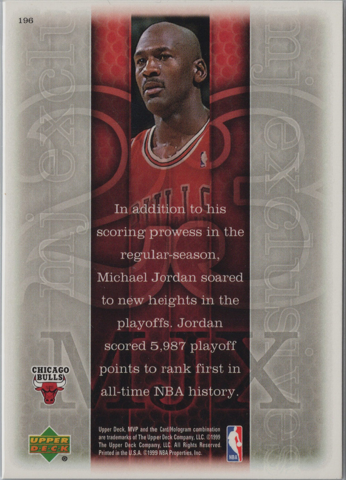 1999-00 Upper Deck MVP Michael Jordan #196 Chicago Bulls