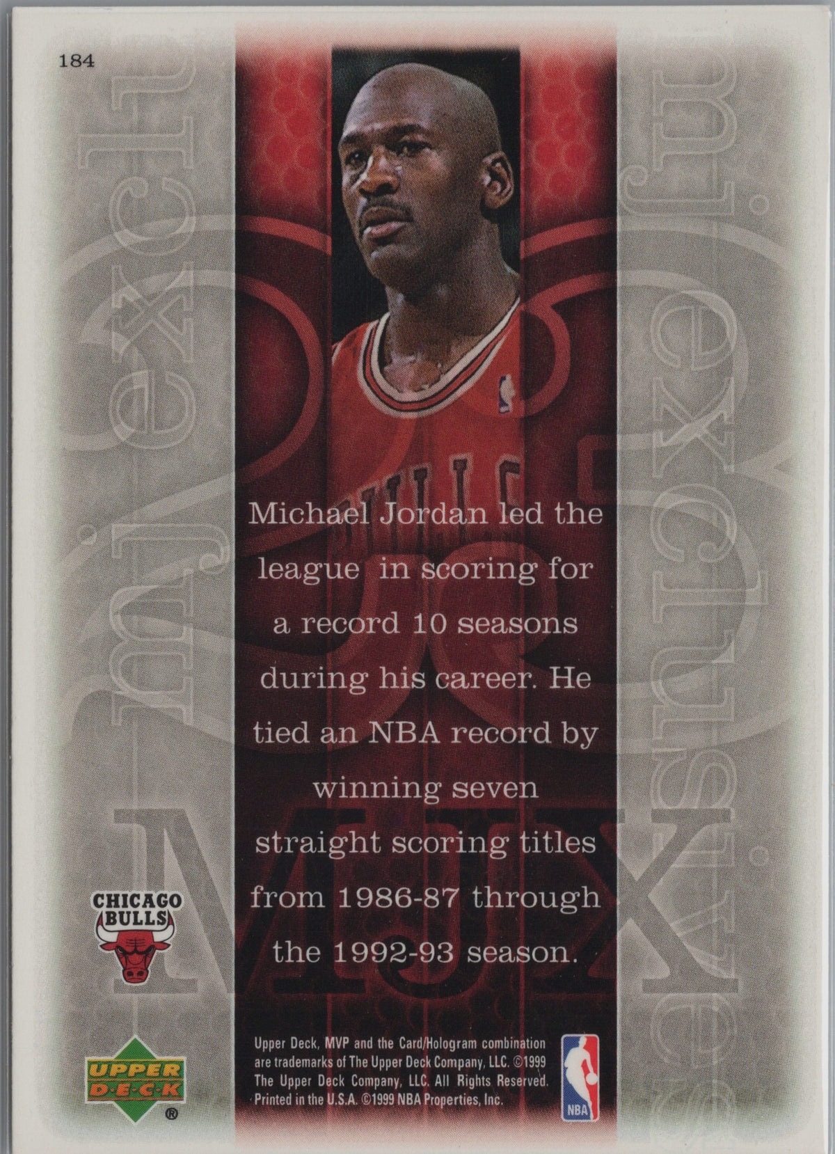 1999-00 Upper Deck MVP Michael Jordan #184 Chicago Bulls