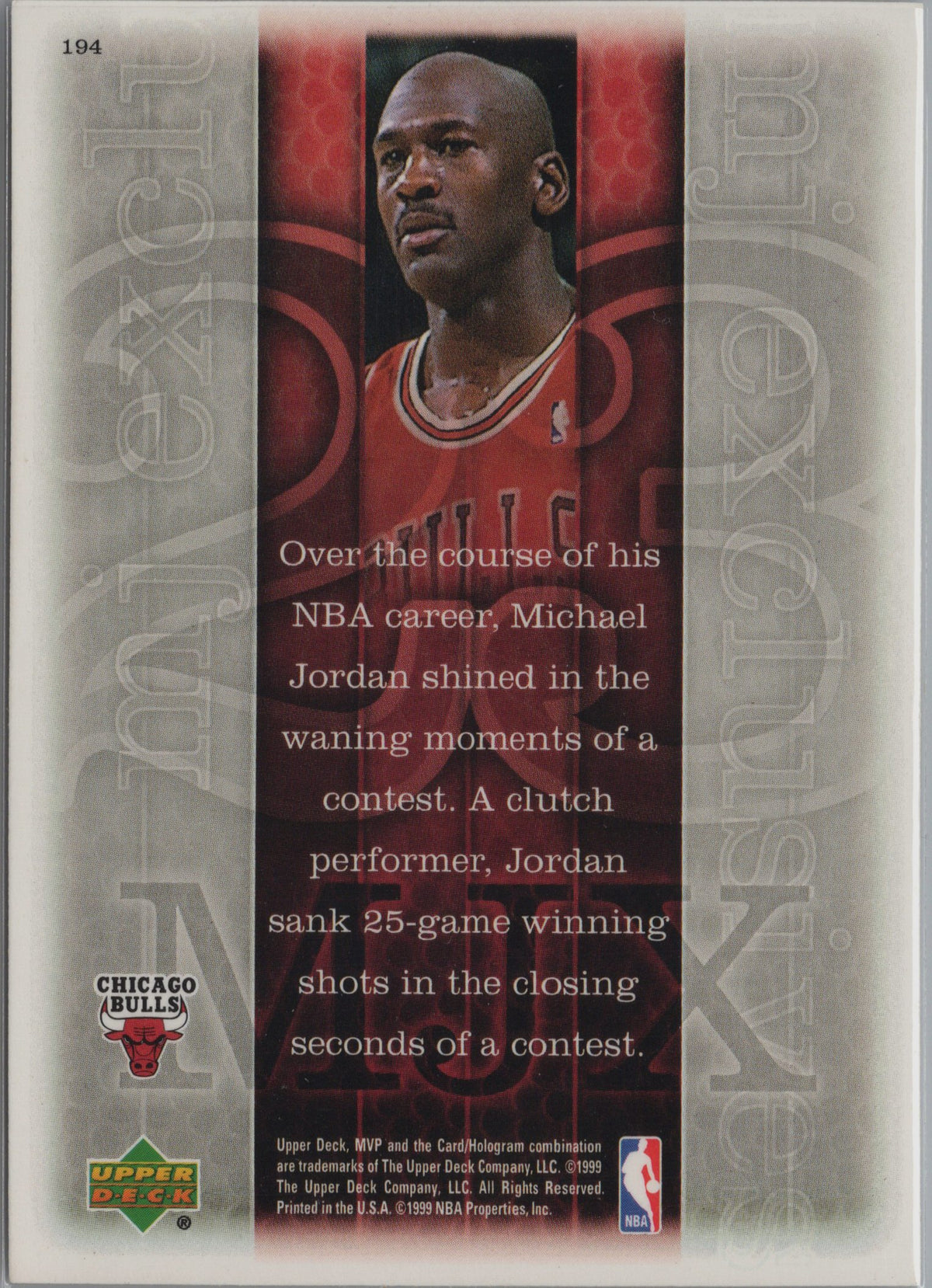 1999-00 Upper Deck MVP Michael Jordan #194 Chicago Bulls